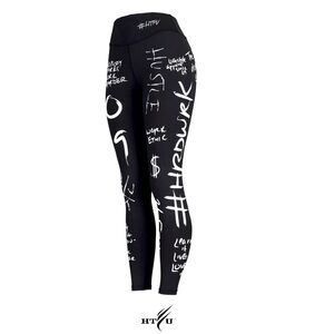 High Waist Analog Leggings - White on Black XS